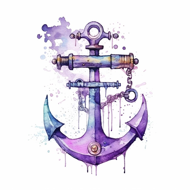 A painting of an anchor with a chain and a chain hanging from it generative ai