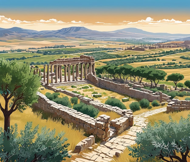 Photo a painting of the ancient city of epipa