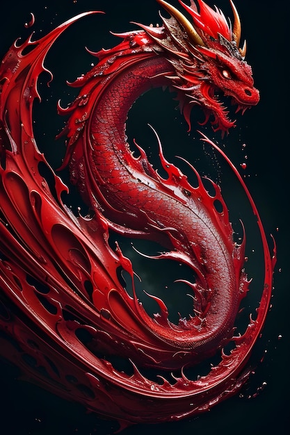 Wallpaper Dragon, red background, creative 2560x1600 HD Picture, Image