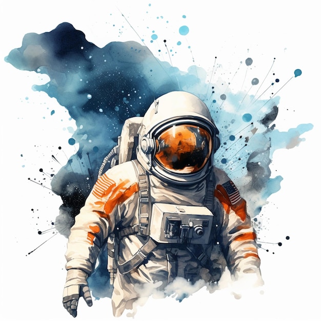 painting of an astronaut in a spacesuit with a blue background generative ai