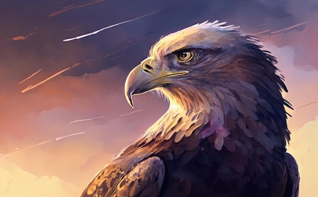 A painting of a bald eagle. watercolor illustrations for kids cartoon style ai generated