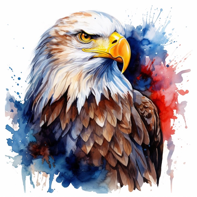 painting of a bald eagle with a red generative ai