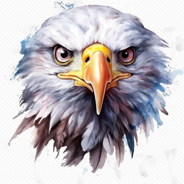 Painting of a bald eagle with a white background generative ai