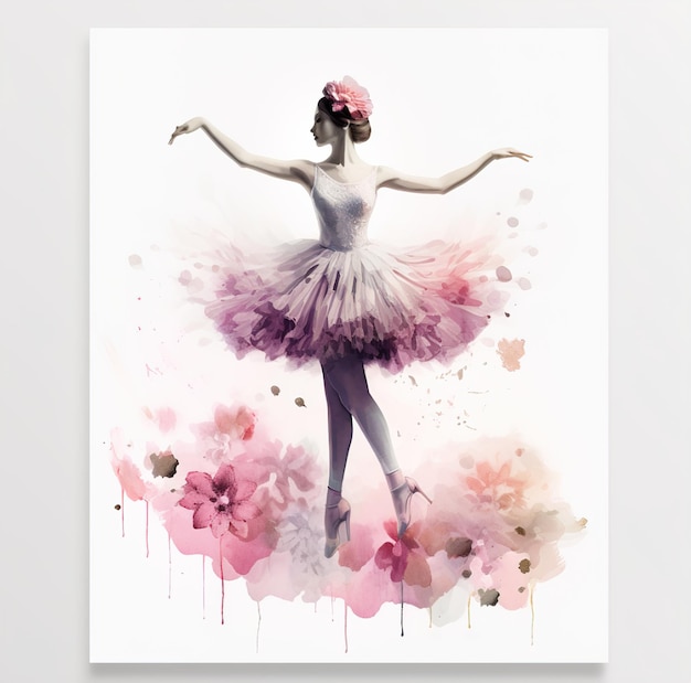 Foto un dipinto di una ballerina in rosa e rosa.