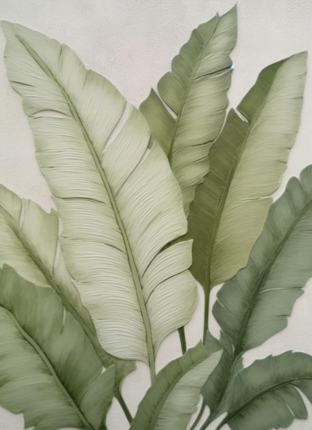 A painting of a banana leaf with the word banana on it.