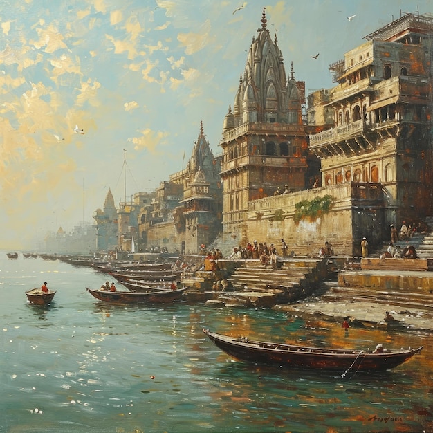 Photo painting of banaras famous ghat