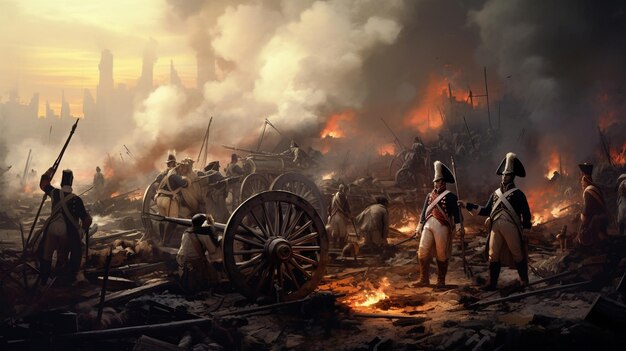 a painting of a battle with the words war on it