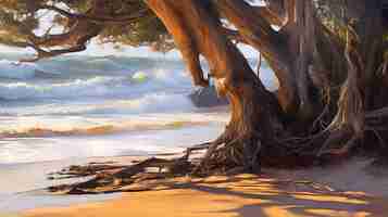 Photo painting of a beach tree at dusk by james dailey