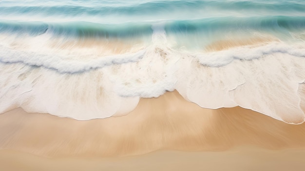 A painting of a beach with waves coming in