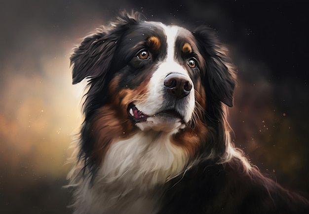 A painting of a bernese mountain dog.