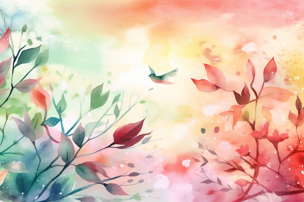 Картина с изображением птицы, летящей над цветами