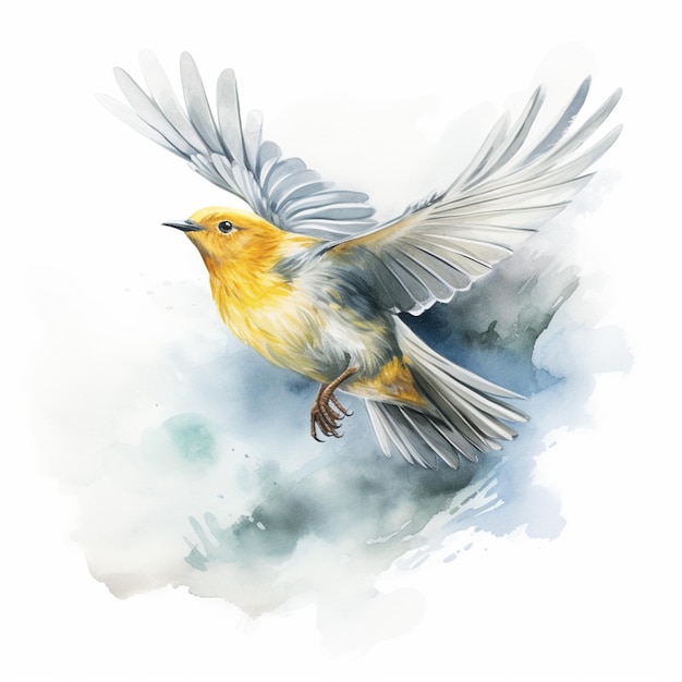 Картина птицы, летящей в небе с распростертыми крыльями