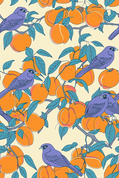 a painting of a bird and oranges with the words quot bird quot on it