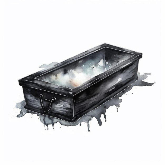 Photo a painting of a black casket with a white cloud inside generative ai