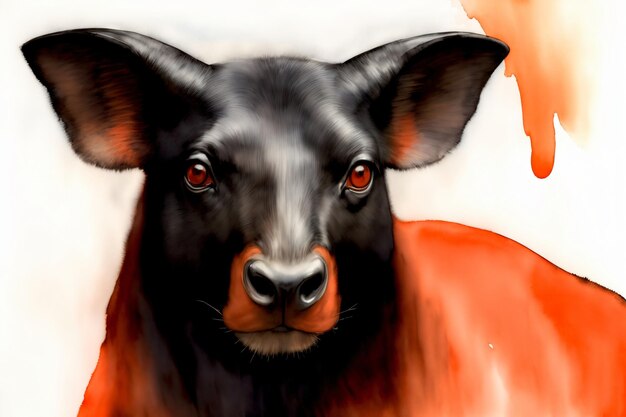 Картина черной собаки с красными глазами
