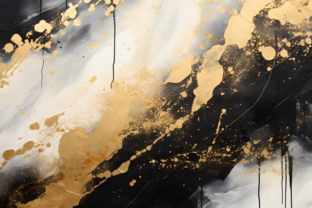 Photo a painting of a black and gold abstract painting