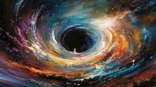 A painting of a black hole with a black hole in the center.