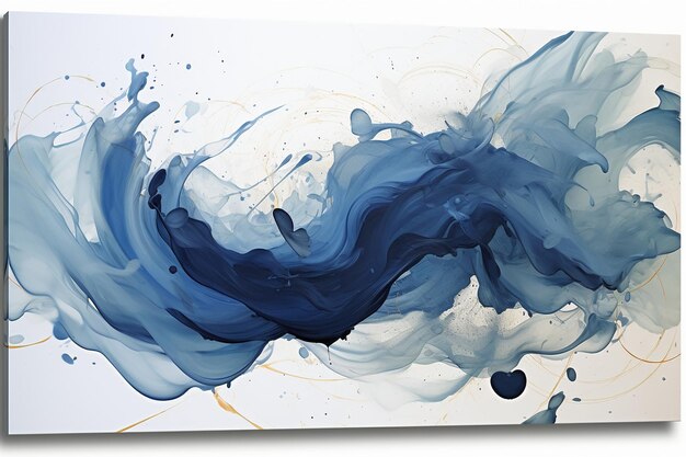 a painting of a blue abstract water splash
