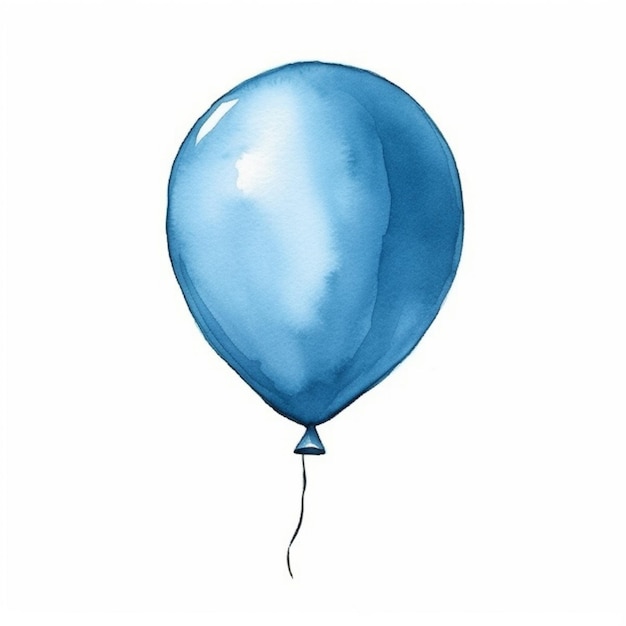 a painting of a blue balloon with a string attached to it generative ai