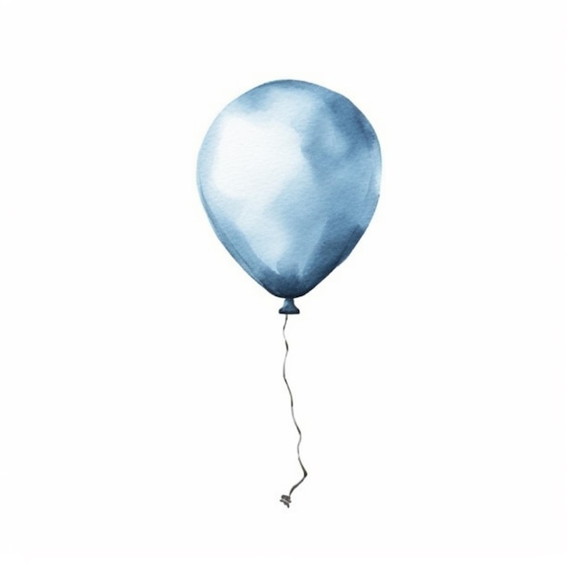 a painting of a blue balloon with a string attached to it generative ai