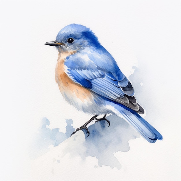 a painting of a blue bird with a blue and yellow bird on it.