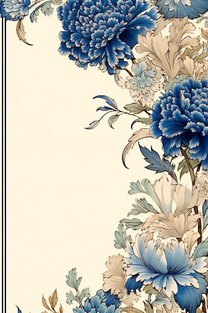 a painting of blue flowers with the word blue