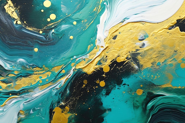 A painting of a blue and green abstract painting.