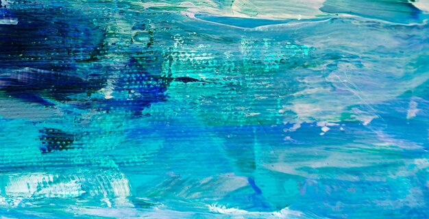 A painting of a blue and green ocean scene