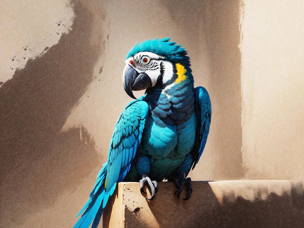 PAINTING BLUE MACAW ILLUSTRATION