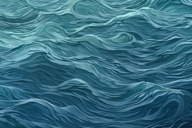 A painting of a blue ocean with waves generative AI