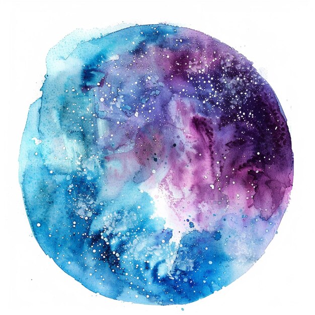 Photo painting of a blue and purple circle with stars in it generative ai