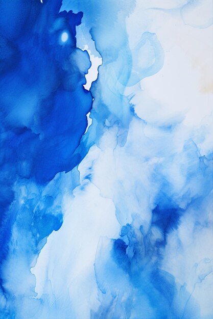 Painting of a blue and white cloud filled sky with a plane generative ai