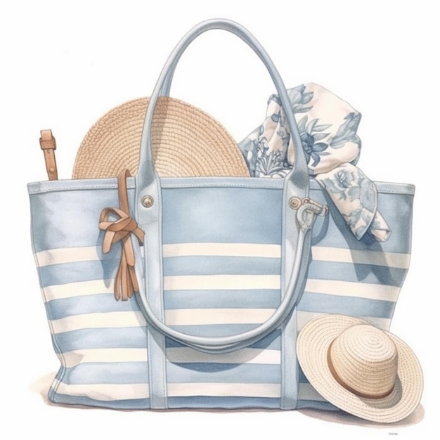 Buy the Womens Navy And Light Blue Leather Stripe Double Handle Tote Bag |  GoodwillFinds