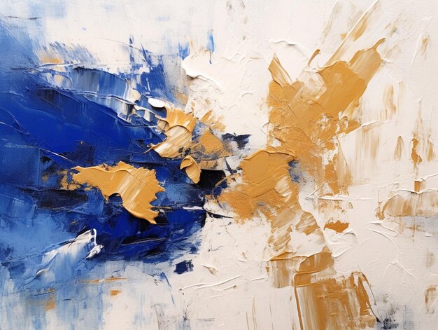 Painting of a blue and yellow abstract painting with a white background generative ai