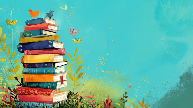 a painting of a book with a butterfly on the top of it
