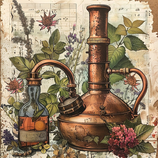 a painting of a bottle of oil and a bottle of oil