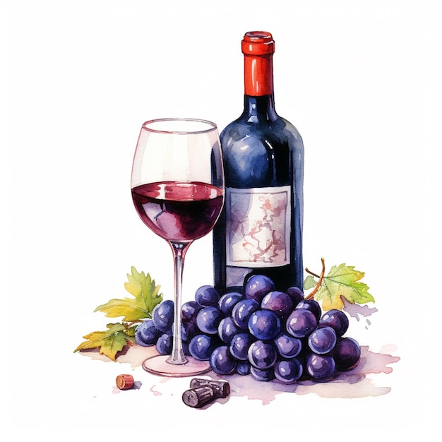 A painting of a bottle of wine and a glass of wine.