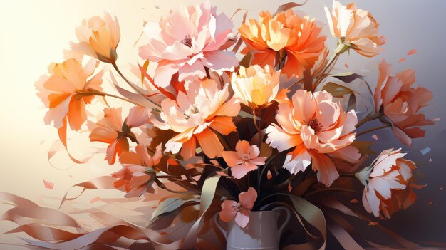 A painting of a bouquet of flowers in a vase