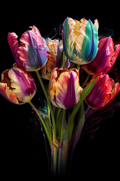Картина букета цветов со словом тюльпаны на нем.