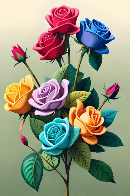 A painting of a bouquet of roses.