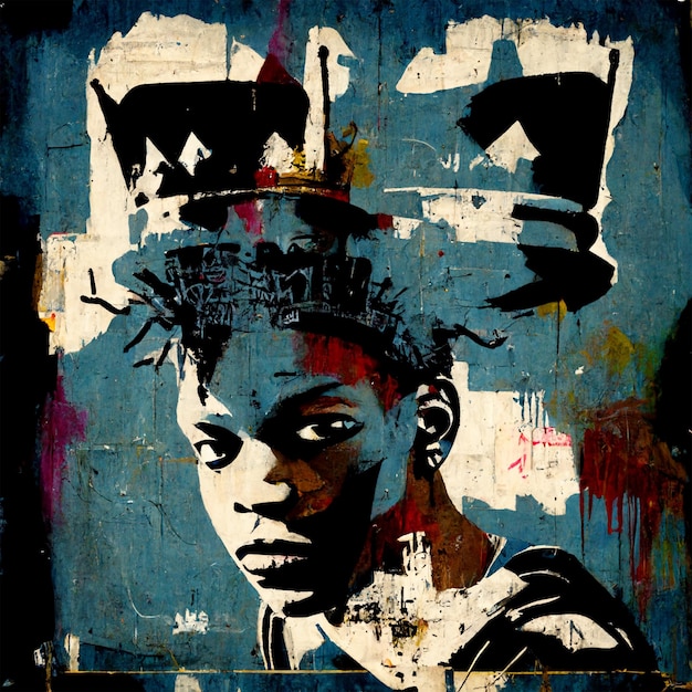 A painting of a boy with a crown on his head.