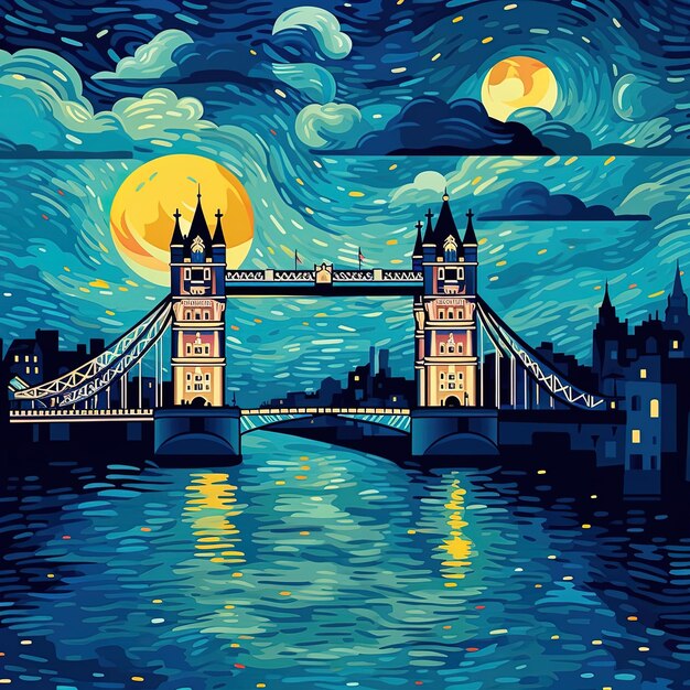 a painting of a bridge that says london on it