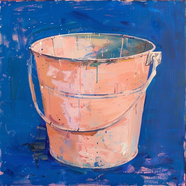 Photo a painting of a bucket with the word quot bucket quot on it