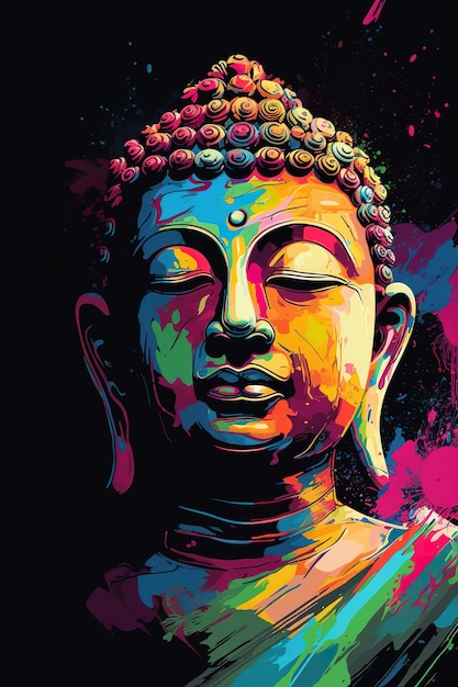 A painting of a buddha head