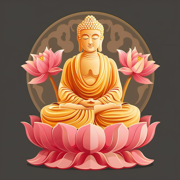 a painting of a buddha with lotus flowers in it