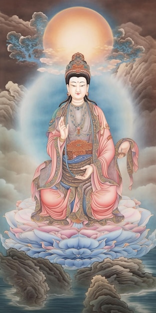 A painting of a buddha with the word buddha on it