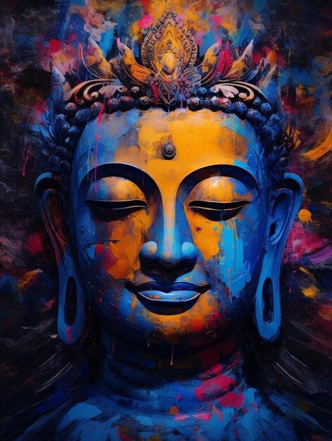 A painting of a buddha with the words