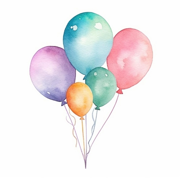 A painting of a bunch of balloons with a white background generative ai