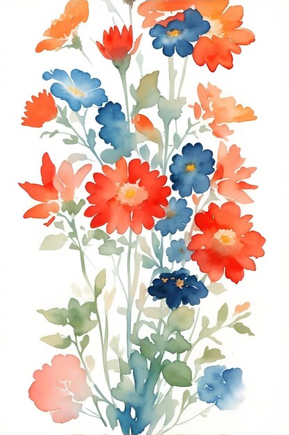 A painting of a bunch of flowers on a white background