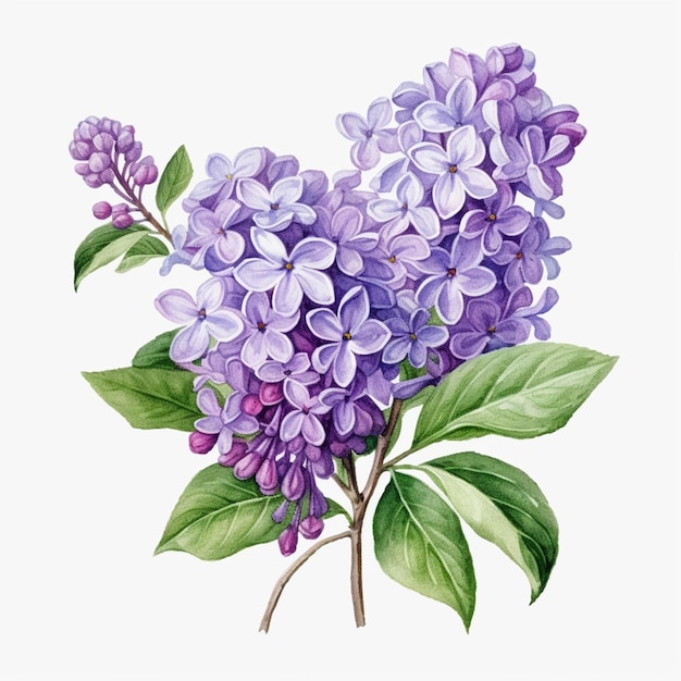 A painting of a bunch of purple flowers with green leaves generative ai